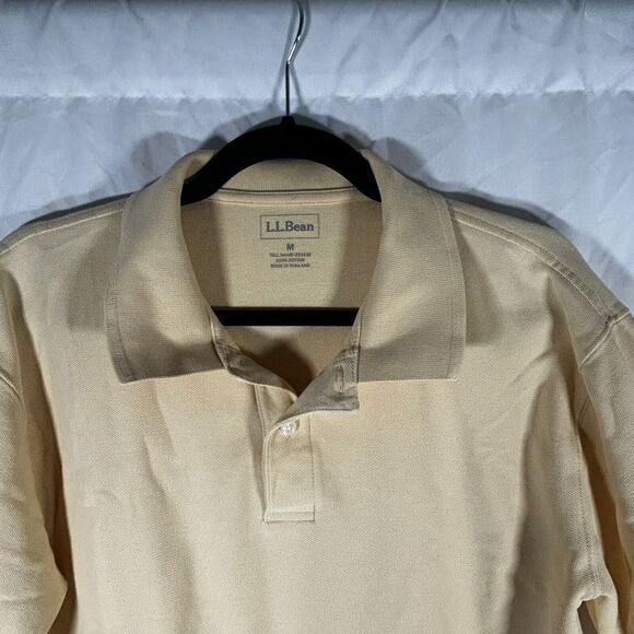LL Bean Shirt Men's Medium Tall Yellow Short Sleeve Polo Collared - Picture 2 of 8